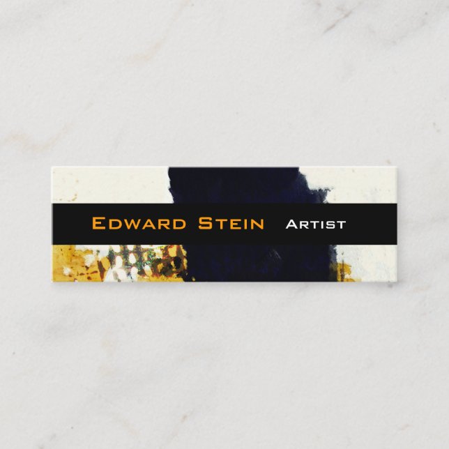 Schwarzer Brushstroke-Painterly abstrakter Mini Visitenkarte (Vorderseite)
