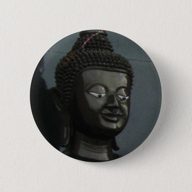 Schwarzer Buddha ... Nong Khai, Isaan, Thailand Button (Vorderseite)