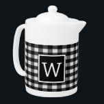 Schwarzer Buffalo Karierter Monogram Teapot<br><div class="desc">Fügen Sie Ihre Initialen oder anderen Text,  um diese einfache und rustikale Buffalo Kariert Monogram Teapot anpassen. Dieser schicke Teekessel verleiht Ihrem Tisch oder Ihrer Dekoration einen perfekten Akzent.</div>