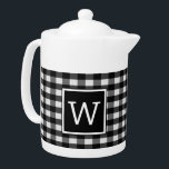 Schwarzer Buffalo Karierter Monogram Teapot<br><div class="desc">Fügen Sie Ihre Initialen oder anderen Text,  um diese einfache und rustikale Buffalo Kariert Monogram Teapot anpassen. Dieser schicke Teekessel verleiht Ihrem Tisch oder Ihrer Dekoration einen perfekten Akzent.</div>