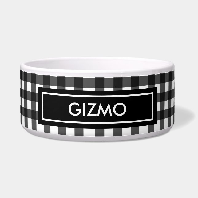 Schwarzer Büffel-Karo-Hund Napf (Vorderseite)