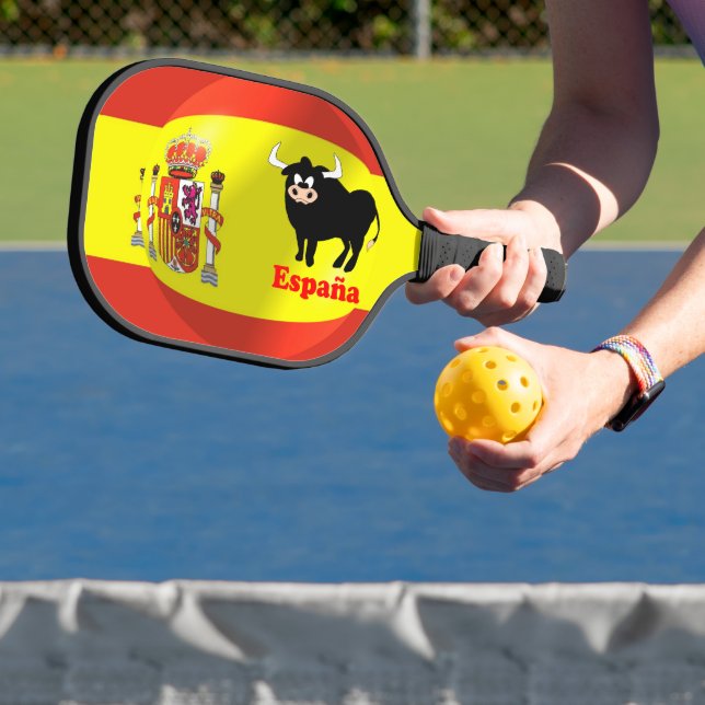 Schwarzer Bulle der spanischen Flagge Pickleball Schläger (InSitu)