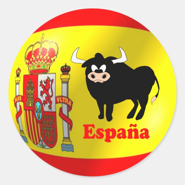 Schwarzer Bulle der spanischen Flagge Runder Aufkleber (Vorderseite)