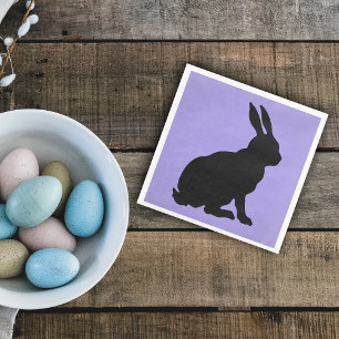 Schwarzer Bunny Silhouette Form Tall Ohren auf lil Serviette