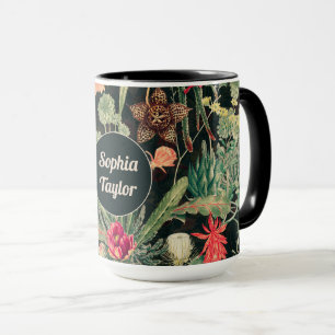 Schwarzer bunter Vintage-Kaktus Tasse
