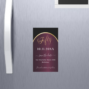 Schwarzer burgunderroter 50. Geburtstag Save the D Magnetkarte