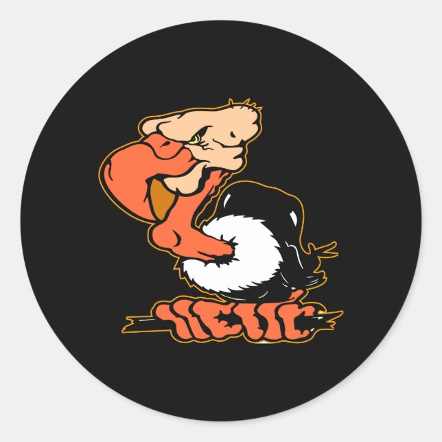 Schwarzer Buzzard Cartoon Tattoo Runder Aufkleber (Vorderseite)