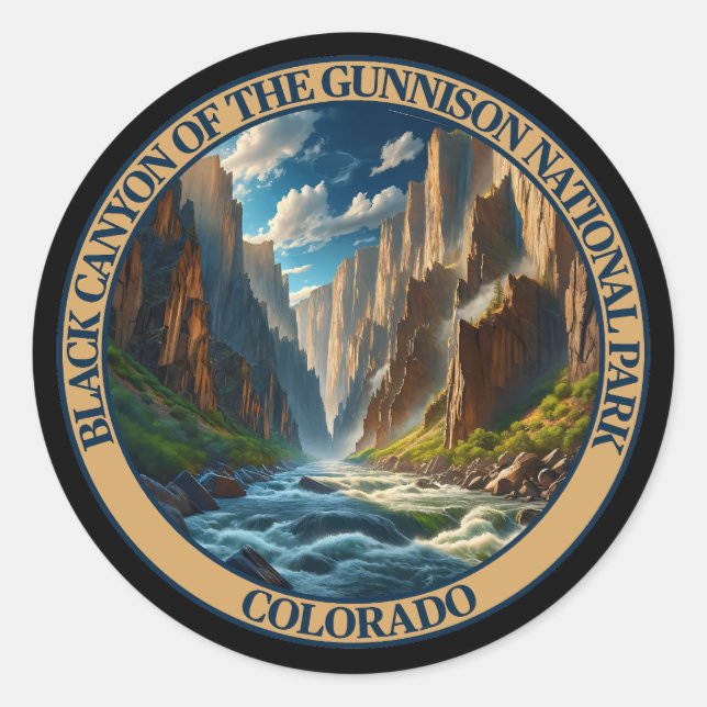 Schwarzer Canyon des Gunnison-Nationalparks Runder Aufkleber (Vorderseite)