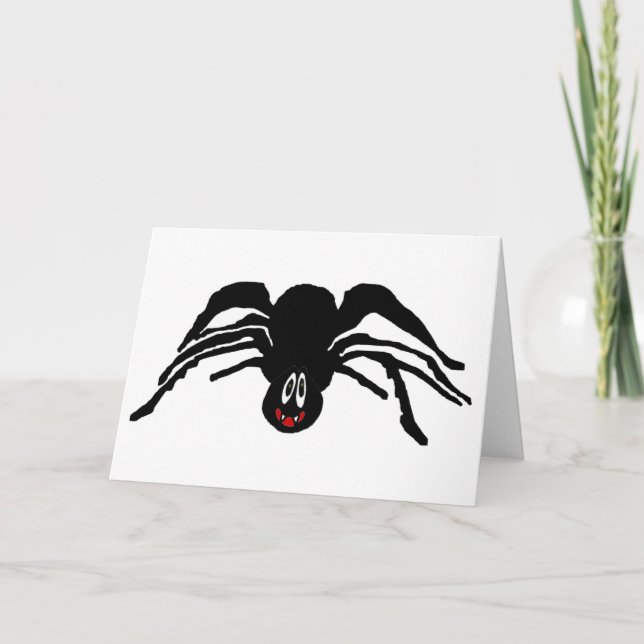 Schwarzer Cartoon Schwarzer Spider Halloween Karte (Vorderseite)