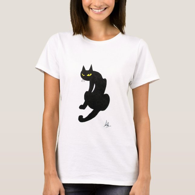 SCHWARZER CAT-HALLOWEEN-PARTY T-Shirt (Vorderseite)