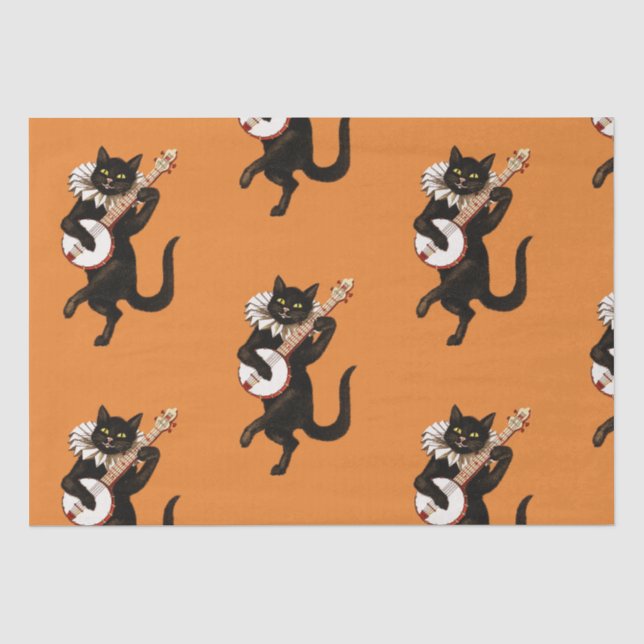 SCHWARZER CAT-KUNST NOUVEAU HALLOWEEN Seidenpapier (Vorderseite)