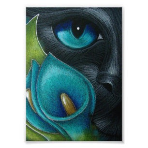 SCHWARZER CAT mit BLUE/AQUA Fotodruck