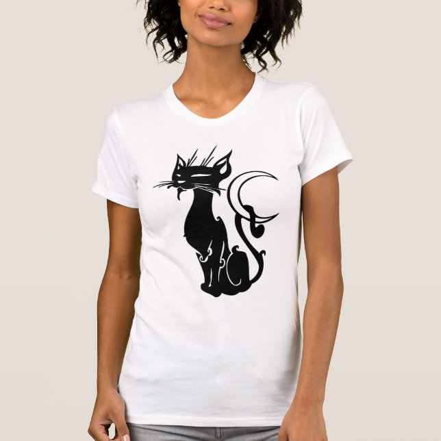 SCHWARZER CAT-MOND-T-SHIRT T-Shirt (Vorderseite)