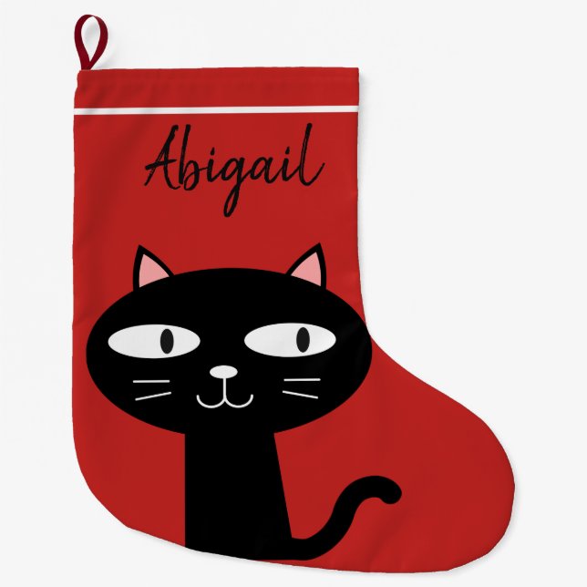 SCHWARZER CAT-WEIHNACHTSStrumpf, NIEDLICHES Großer Weihnachtsstrumpf (Vorderseite)