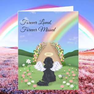 Schwarzer Cavalier King Charles Regenbogenbrücke Karte