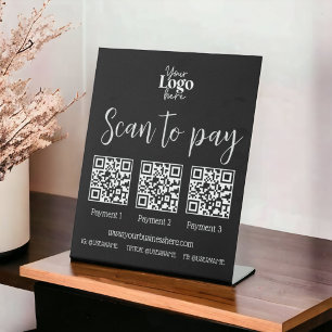 Schwarzer Chic-Scan zur Zahlung von QR-Code für kl Sockelschild