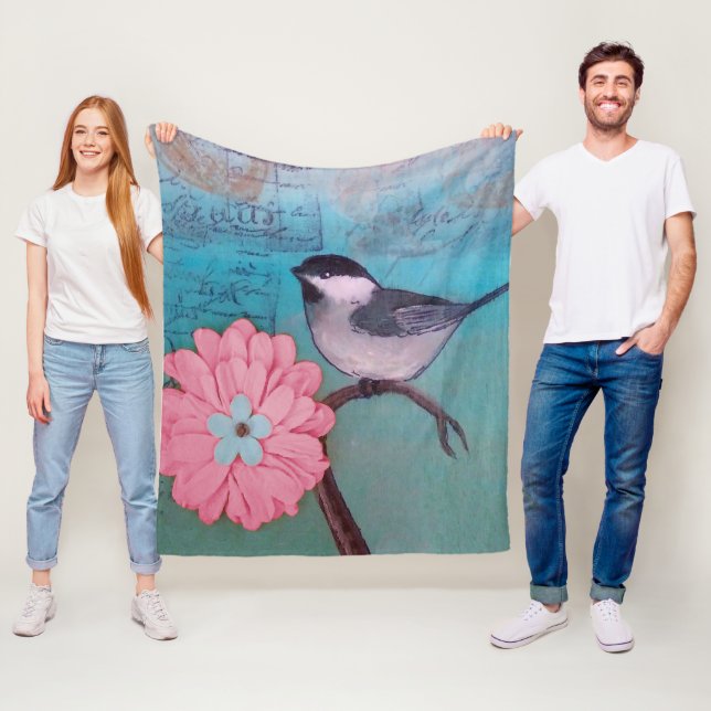 Schwarzer Chickadee Fleecedecke (Beispiel)