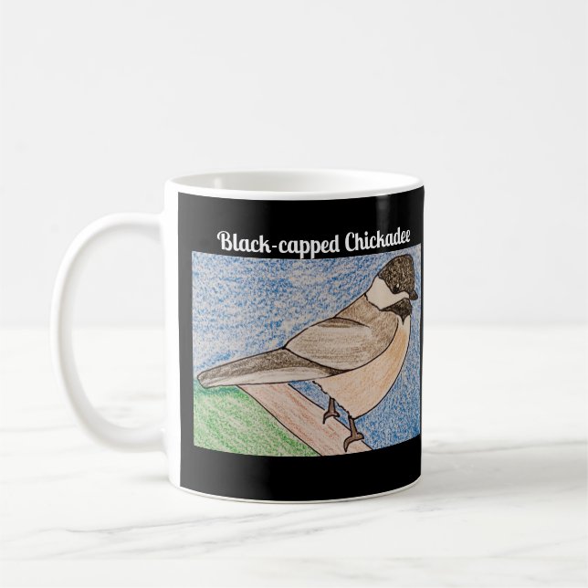Schwarzer Chickadee Kaffeetasse (Links)