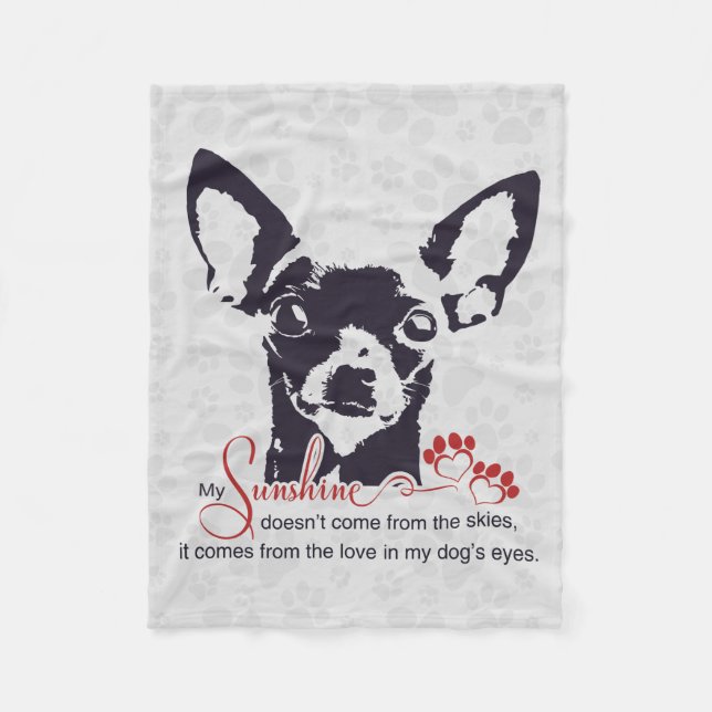Schwarzer Chihuahua-Hund mein Sonnenschein Fleecedecke (Vorderseite)