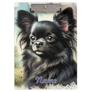 Schwarzer Chihuahua in Wasserfarbe Klemmbrett