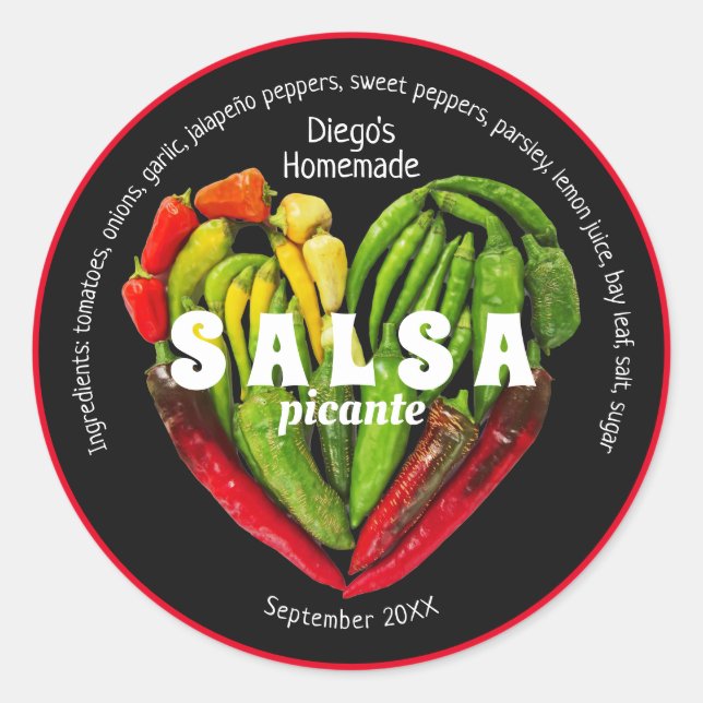 Schwarzer Chili-Pfeffer Runder Aufkleber (Vorderseite)