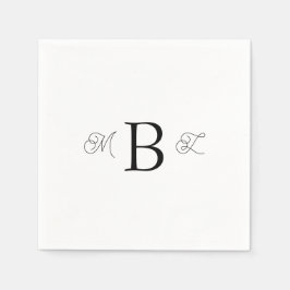 Schwarzer Combo-Schriftart Monogram White Wedding  Serviette