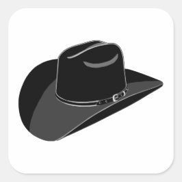 Schwarzer Cowboyhut Quadratischer Aufkleber