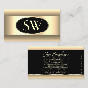 Schwarzer Cream Ombre Monogram Light Gold Decoder Visitenkarte