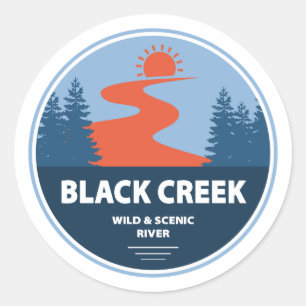 Schwarzer Creek Wild und Landschaftlicher Fluss Mi Runder Aufkleber