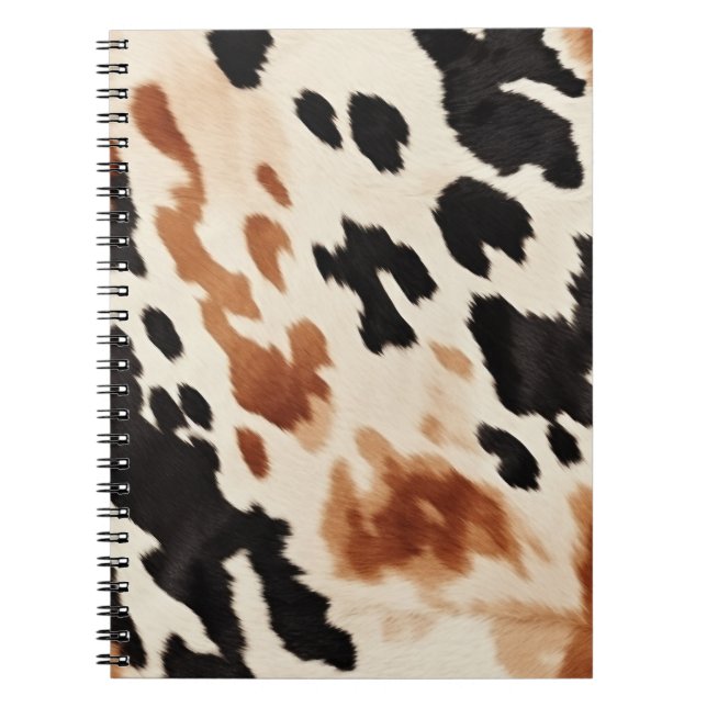 Schwarzer Creme Brown Cowhide Notizblock (Vorderseite)