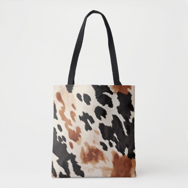 Schwarzer Creme Brown Cowhide Tasche (Vorderseite)
