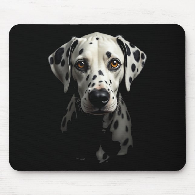 Schwarzer Dalmatiner Hund Dalmatiner-Gesicht Mousepad (Vorne)