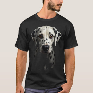 Schwarzer Dalmatiner Hund Dalmatiner-Gesicht T-Shirt