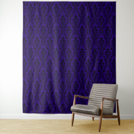 Schwarzer Damast auf Lila, elegantem Hintergrund Wandteppich