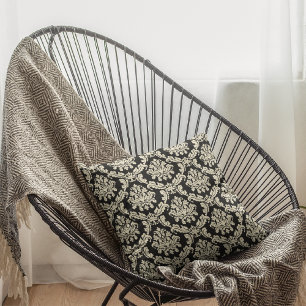 Schwarzer Damast/blumendekor-Kissen Kissen