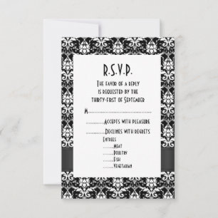 Schwarzer Damast formelle Hochzeit R.S.V.P RSVP Karte