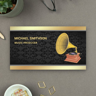 Schwarzer Damast Goldfolie Schallplatten-Musikprod Visitenkarte
