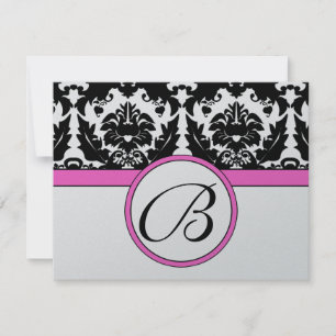 Schwarzer Damast Herzschwenk Bright Pink Trim UAWG RSVP Karte