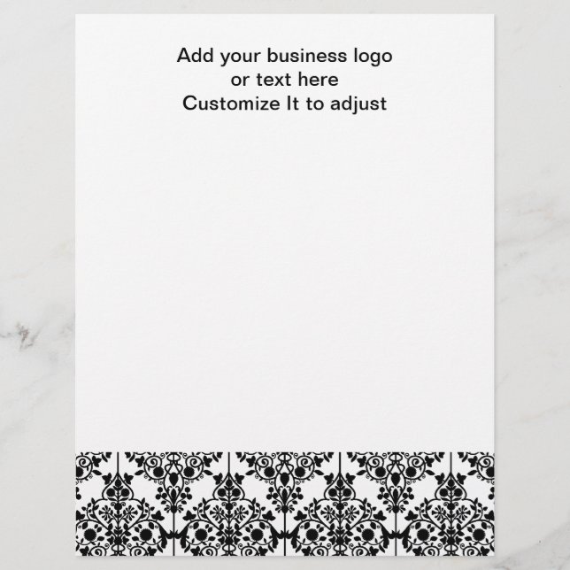 Schwarzer Damast Muster 1 Vintages Blumenmuster (Vorderseite)