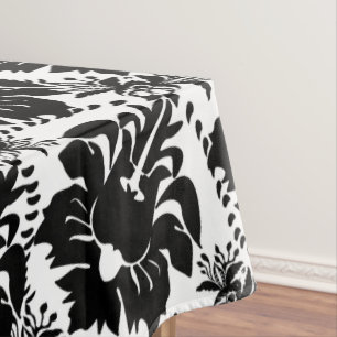 Schwarzer Damast Vintages Blumenmuster Tischdecke