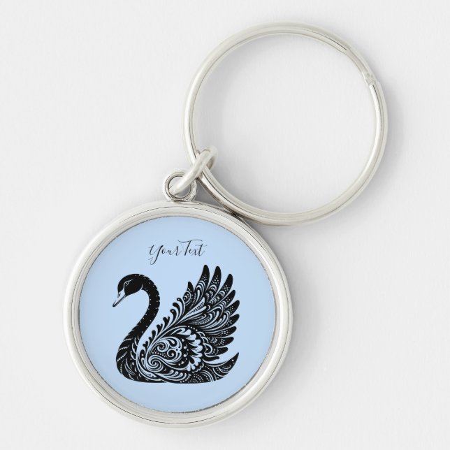 Schwarzer dekorativer Swan-Schlüsselanhänger Schlüsselanhänger (Vorne)