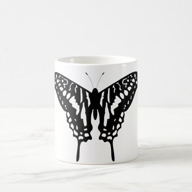 Schwarzer Dekorschmetterling Kaffeetasse (Mittel)