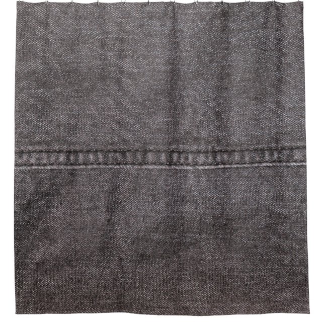 Schwarzer Denim-Stoff. Mode, Texturen und Hintergr Duschvorhang (Vorderseite)