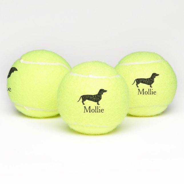 Schwarzer des Dackel-Silhouette-u. Haustieres Name Tennisbälle (Multi)