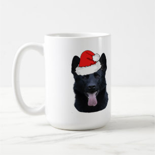 Schwarzer Deutscher Hirte mit Weihnachtsmannmütze Kaffeetasse