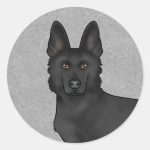 Schwarzer Deutscher Schäferhund Cartoon-Hund Kopf Runder Aufkleber