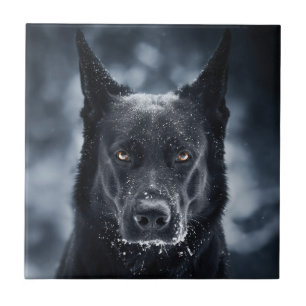 Schwarzer Deutscher Schäferhund Fliese
