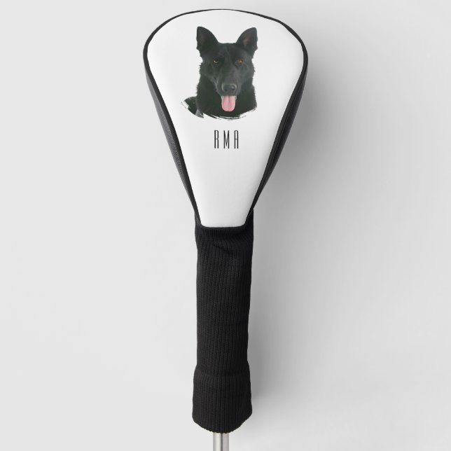 Schwarzer Deutscher Schäferhund Golf Headcover (Vorderseite)