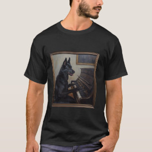 Schwarzer Deutscher Schäferhund Klavier Hund T-Shirt