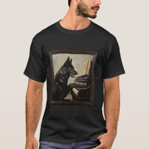 Schwarzer Deutscher Schäferhund Klavier Hund T-Shirt